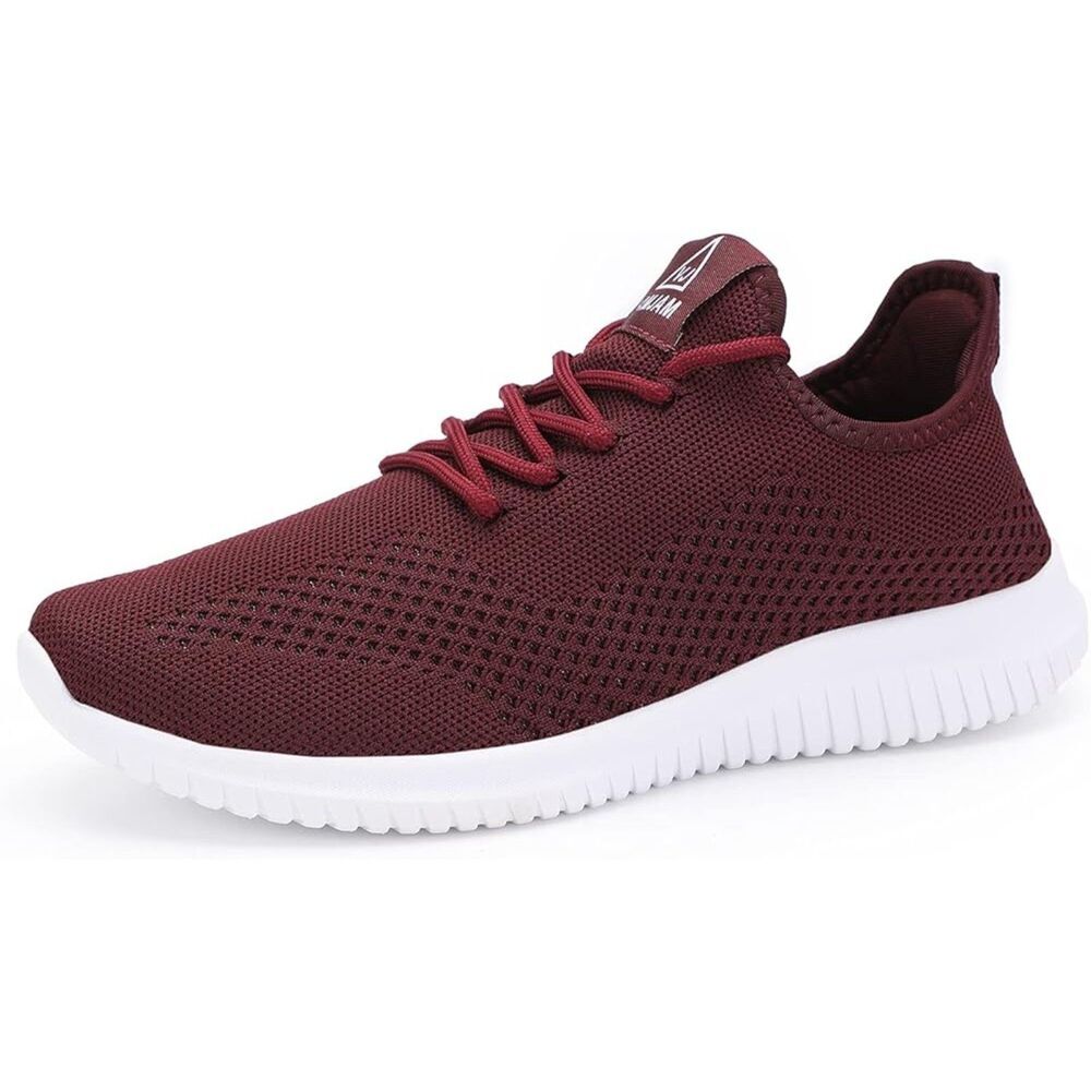 Men's Burgundy Slip Ultra Lightweight Breathable Athletic Fashion Mesh Sneakers